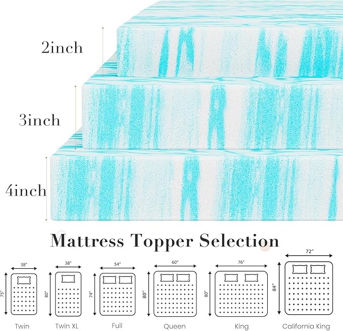 2" 3" 4" Mattress Topper Twin King Full Queen Comfortable Memory Foam Bed Topper