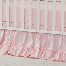 Crib Bed Skirt for Baby Girls Boys Blush Pink Boho Bohemian Solid Cotton Todd...