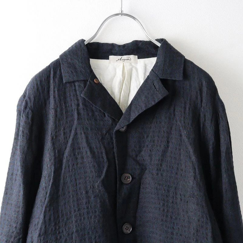 ICHI Antiquites Lino Algodón Chaqueta a Medida Sombra Gingham Check Exc - Imagen 2 de 4