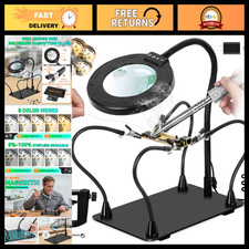 Adjustable Helping Hands Soldering Station with 30X 12X Magnifying Glass  LED L