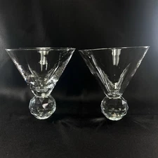 Pair of ABBOTT COLLECTION Diamond Faceted Ball PRIZMA Martini Glasses 5"