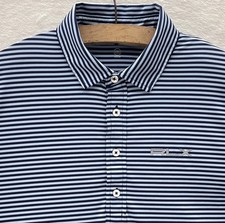 RLX Ralph Lauren Performance Golf Polo Blue Stripe Moisture Wicking Mens Medium