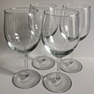 White Wine Glasses Balloon Bowl Clear Stemware 7.75" 14 Oz Set Of 4