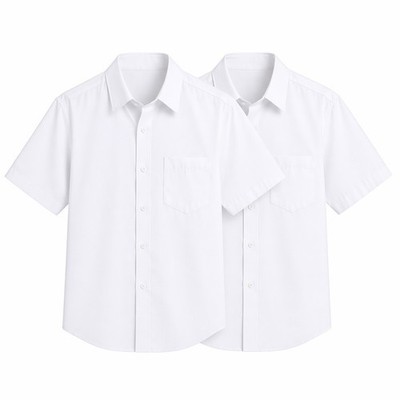 Jungen 2er Pack bügelleichte blau-weiße Schulhemden Kurzarm Knopfleiste Uniform
