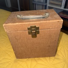 45 record case vintage Amfile Platter Pak  Brown Tweed W/ Strong Riveted Handle