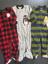 Carter  s Boys Footed Sleeper Lot of 3 Fleece Zip Pajamas 18M Winter Bear
