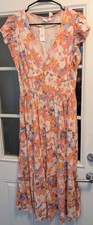 NWT Gap Orange Purple Coral Pattern Dress Women's Large
