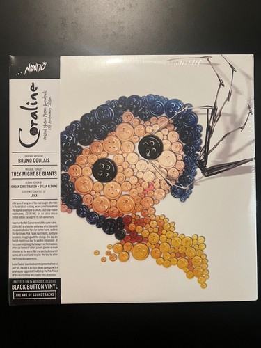 Coraline Soundtrack 15th Anniversary Mondo Black Button Disc Vinyl SHIPS FREE - Picture 3 of 3