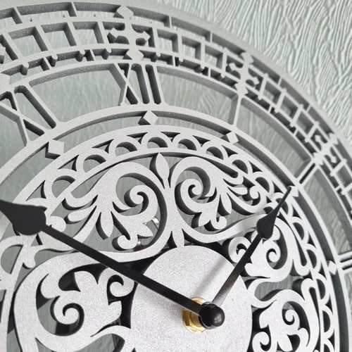 Silver Gold Oak Wooden Wall Clock Silent NonTicking Roman Numerals Ornament Gift - Picture 10 of 21
