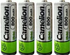 4 Camelion AA Ni-CD 800mAh 1.2V Rechargeable Solar Batteries