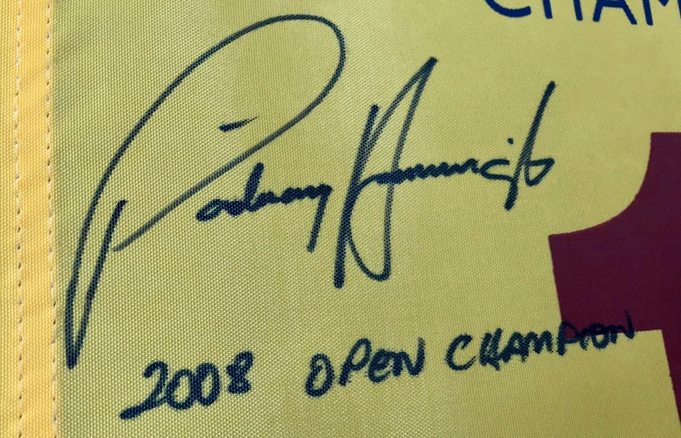 Bandera de golf firmada por Padraig Harrington Birkdale British Open Championship autógrafo Foto 2 de 4