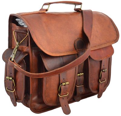 Leather Messenger Men Handbag Laptop Business Portfolio Briefcase Satchel Bag