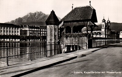 Kapellbrucke mit Wasserturm Luzern Switzerland Postcard
