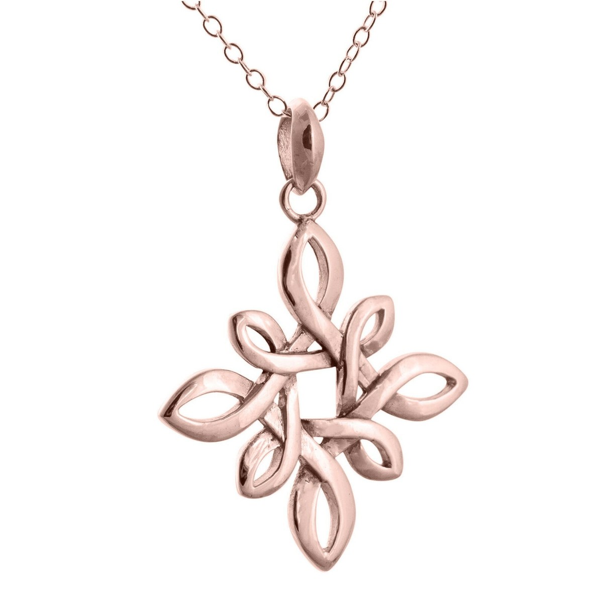 Celtic Love Knot Pendant 14K Rose Gold Plated Endless Infinity