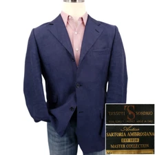 Sartoria Ambrosiana Mens Blazer Size 48 Sport Coat Tessuti Sondrio Jacket Blue