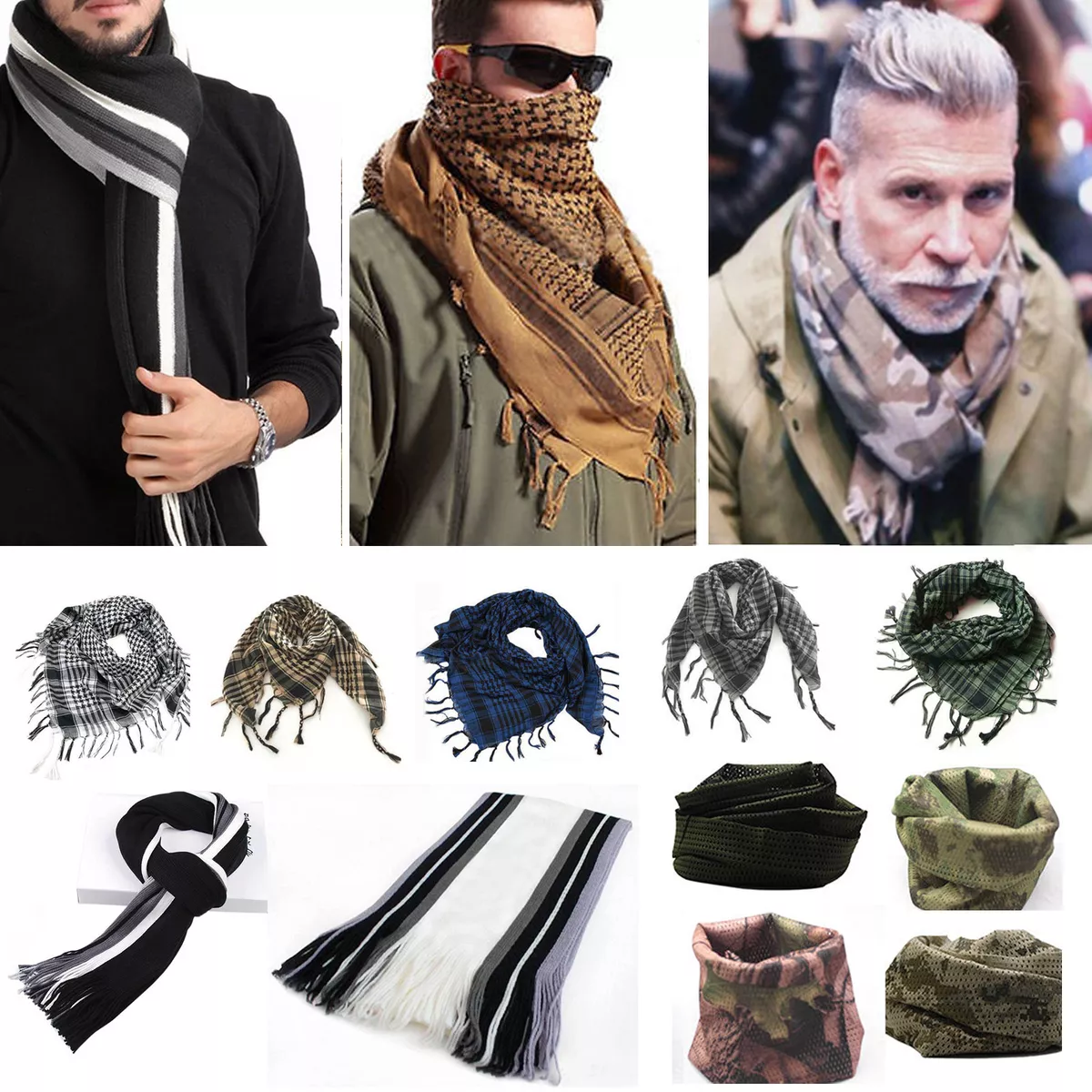 Mens Women Military Arab Tactical Army Shemagh KeffIyeh Scarf Neck