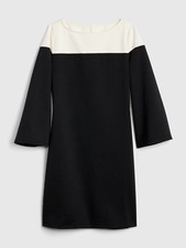 Gap Long Sleeve Colorblock Shift Dress in Ponte True Black SZ ST #357831 E1201