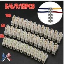 1-4Sets 12 Way Barrier Screw Terminal Block Wire Connection Connector 3A 6A 10A