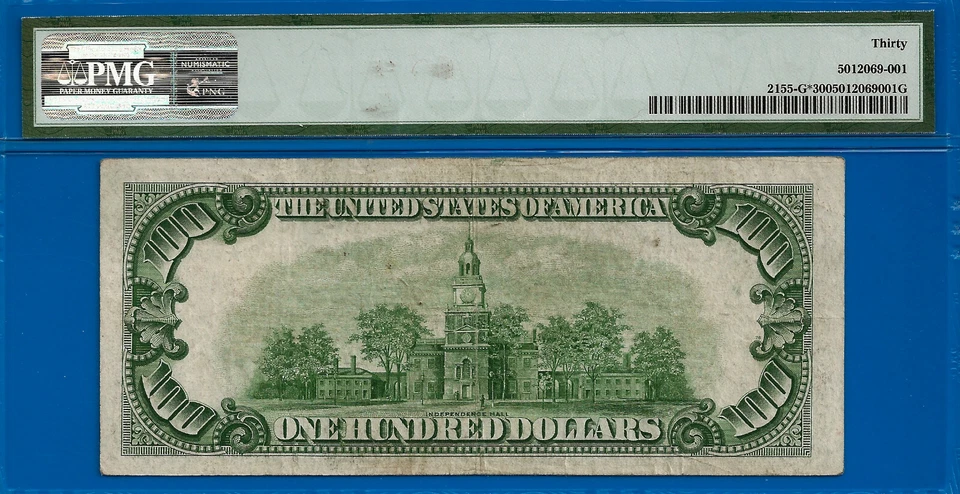 1934C $100 FRN Chicago Star  4 known  PMG 30 2nd highest graded star Fr 2155-G* - Image 4 of 4