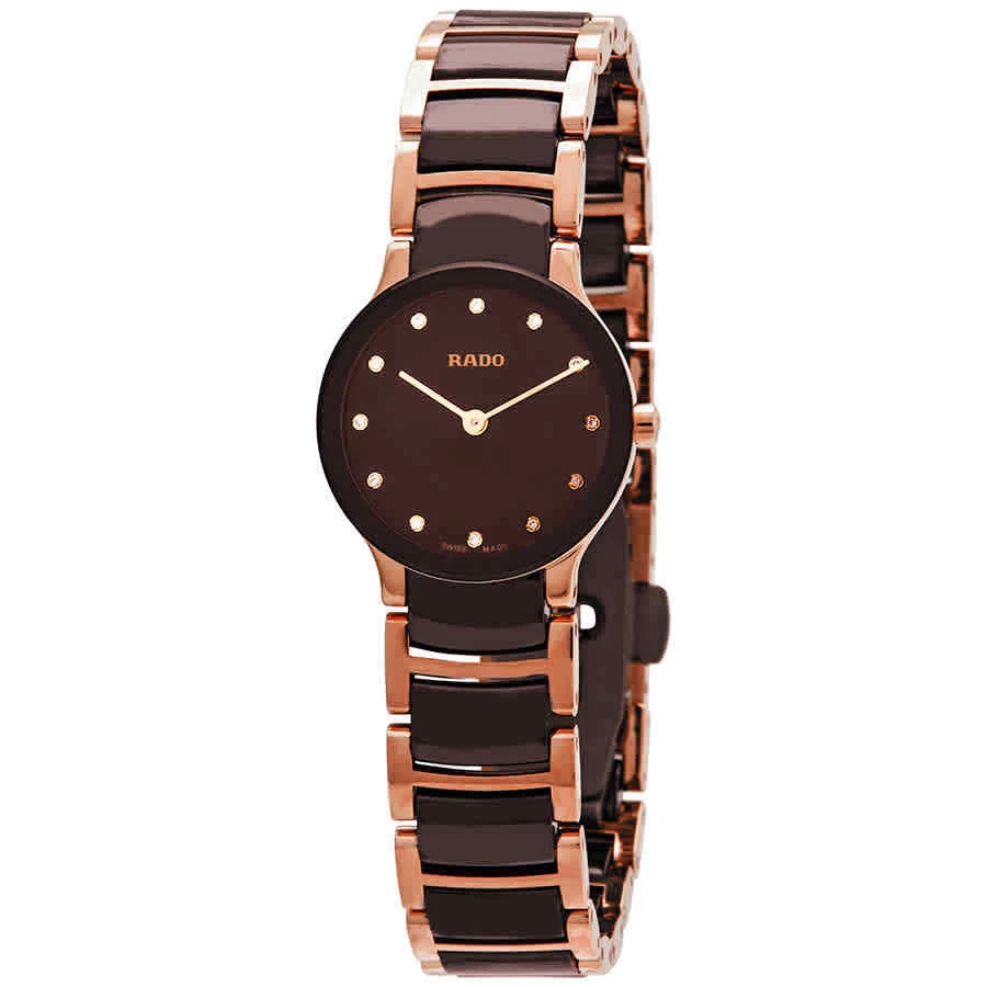 Montre pour femme cadran diamant marron Rado Centrix R30190702