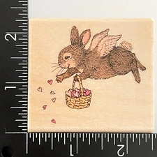 Uptown Holly Pond Hill Bunny Rabbit Valentine Angel Hearts F13163 Rubber Stamp
