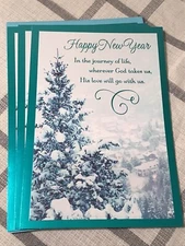 3 Hallmark Happy New Year Card Cards Religious Friend Family 8x5.25 Expressions