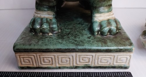 Antique Chinese Porcelain Emerald Green Foo Dog Insence Burner Statue 8.5" Mint! - Picture 9 of 24