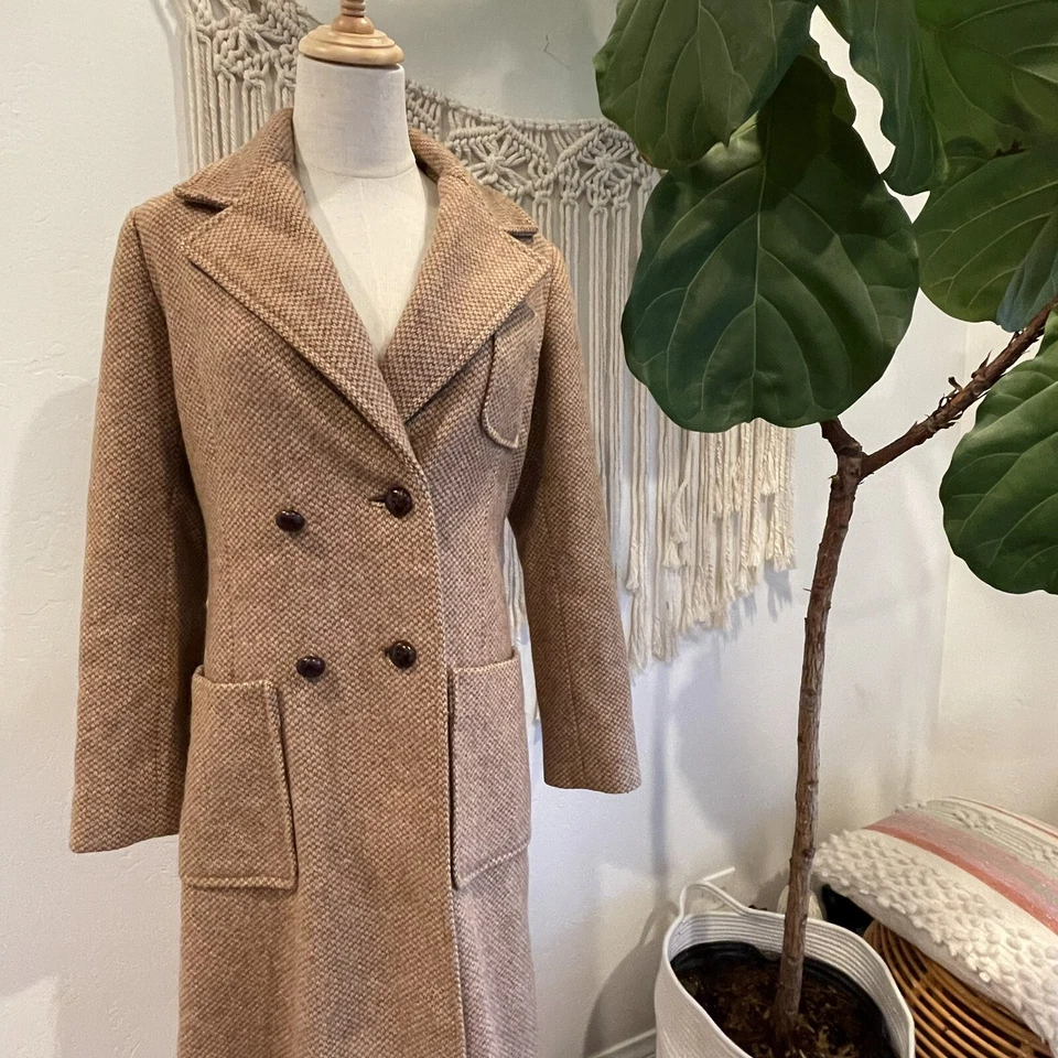 Oscar De La Renta Women's Tweed Tan Trench Coat Jacket | Size Large / 12 - Image 2 of 4