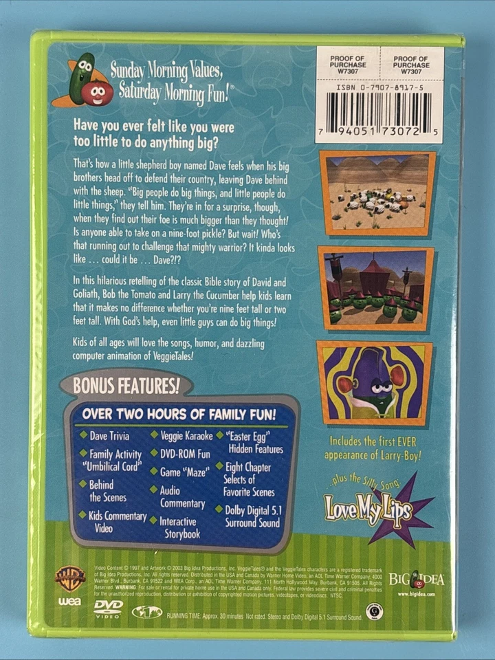 Veggie Tales: Dave And The Giant Pickle DVD - Self-Esteem Lesson - Brand New Foto 2 de 3