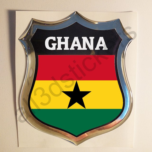 Sticker Ghana Emblem 3D Resin Domed Gel Ghana Flag Vinyl Decal Car