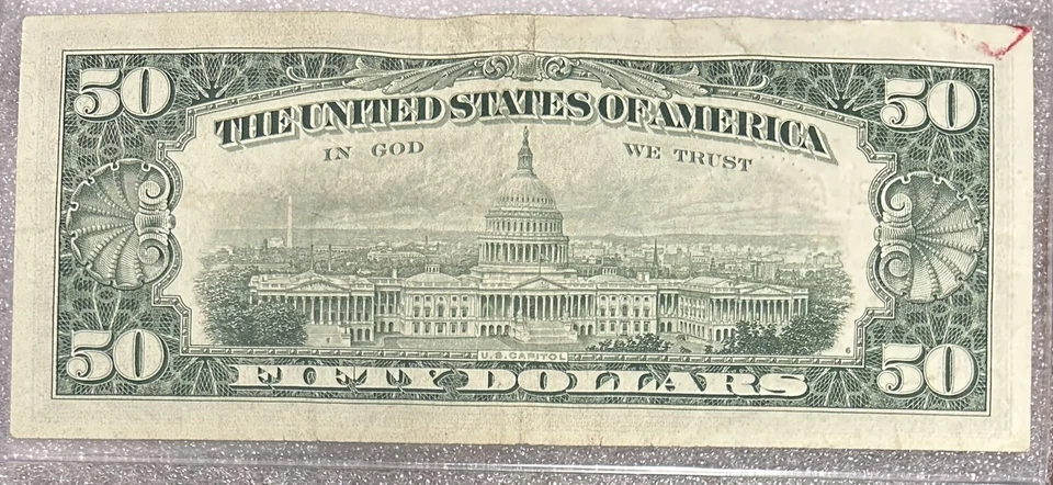1963 New York $50 Dollar Bill Fr. 2113-B FRN B05831064A 50BL72 NICE OLD BILL! - Image 2 of 2