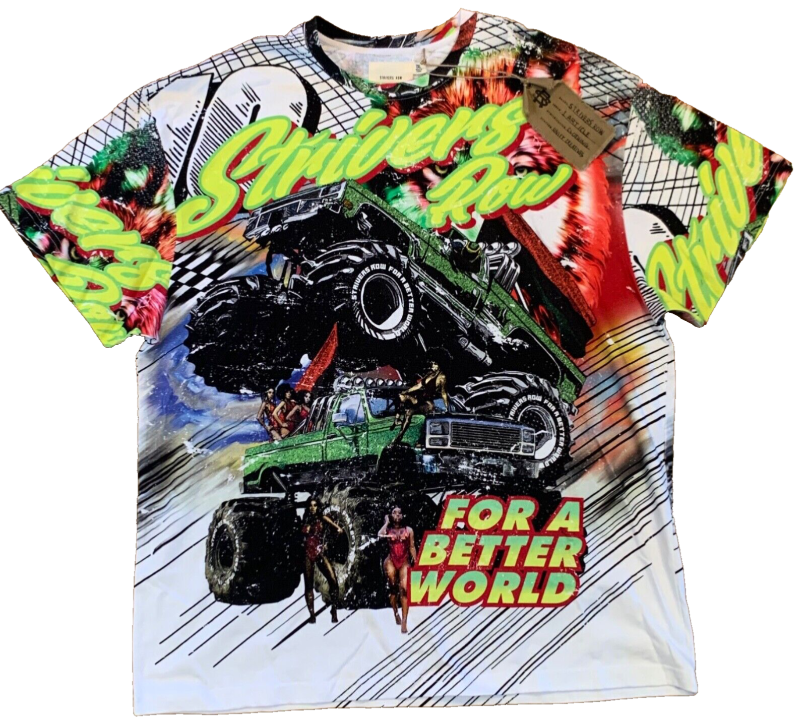 FILA T shirt uomo Strivers Row Vibrant multicolore 2 lati manica corta nuova con etichetta taglia 2XL