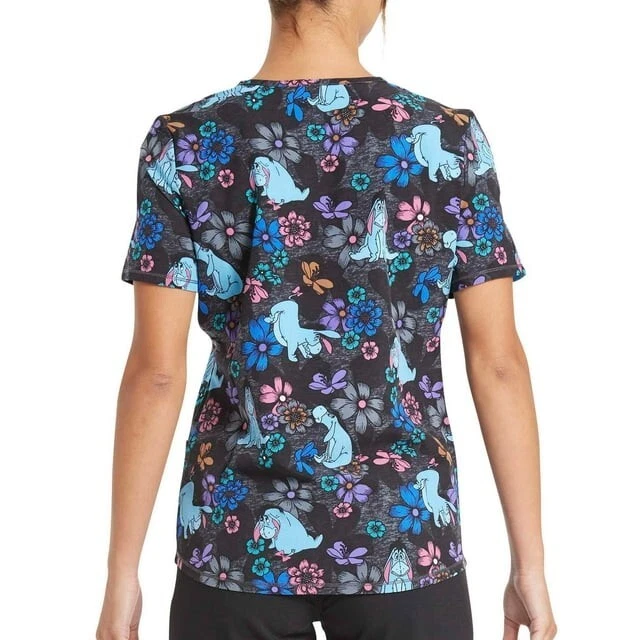 Scrubstar Heather Fields Top Women XS Multicolor Short Sleeve Print Scrub V-Neck - Image 4 of 4