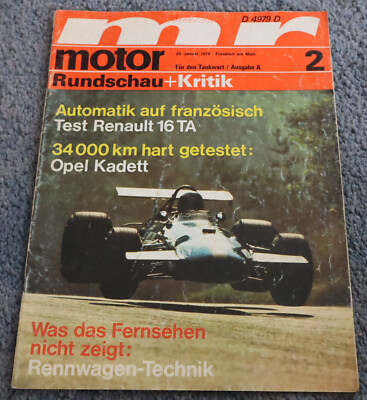 Motor Rundschau 2/1970 Opel Kadett B, Renault 16 R 16, Kfz Elektrik, Formel 1