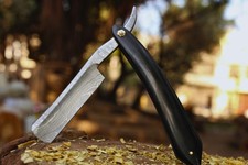 Handgefertigtes Damaststahl Rasiermesser | 10" Friseur Rasierhobel Horngriff