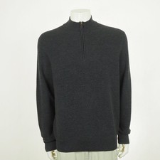 Brooks Brothers 1/4-Zip Pullover Sweater Mens Large Dark Gray Merino Wool Blend