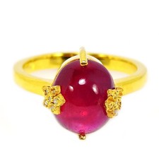 925 STERLING SILVER RING BLOOD RED RUBY OVAL CABACHON NATURAL GEMSTONE SIZE 6.25