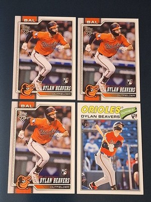 (4) Dylan Beavers 2026 Topps Rookie Card 339 + Heritage #48 RC Baltimore Orioles