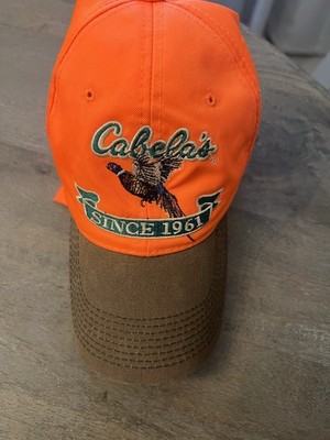 Cabelas Orange Hunting Cap With Pheasant, Adjustable 