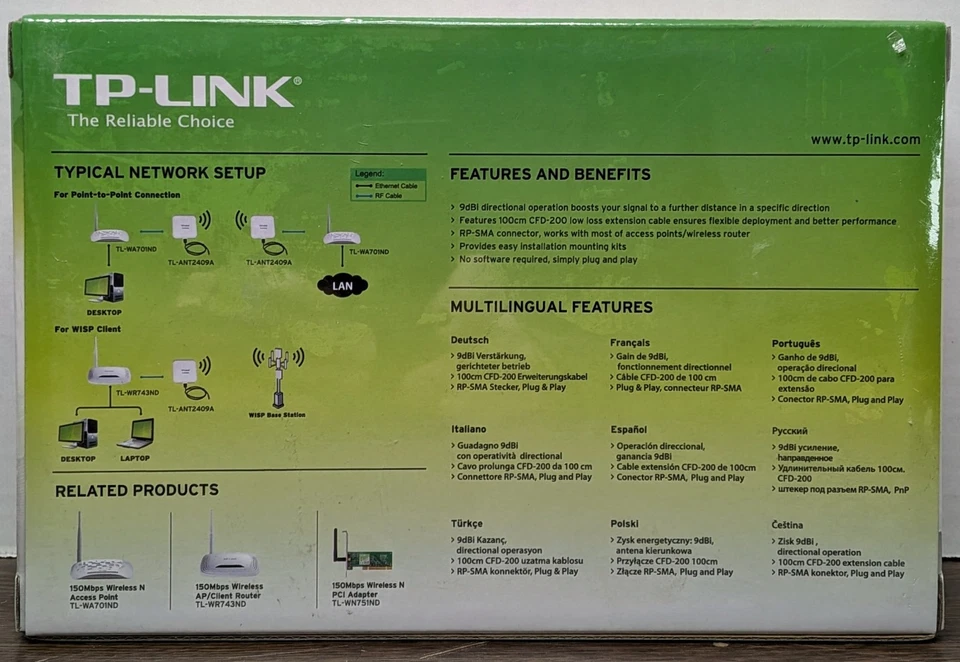 NUEVA Y SELLADA TP-Link TL-ANT2409A 2.4GHz 9dBi Antena Direccional (Blanca) Foto 2 de 4