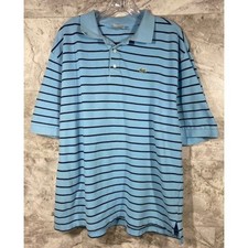 Lacoste Men's Size XL Light Blue Striped Short Sleeve Polo Shirt Casual Golf