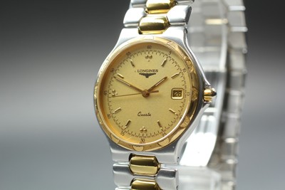 [Exc+5] Longines Conquest L1.619.3 32mm Gold Dial Date Quartz Herrenuhr