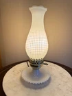 Vintage Hobnail Milk Glass Lamp Hurricane Electric Table Lamp 13"
