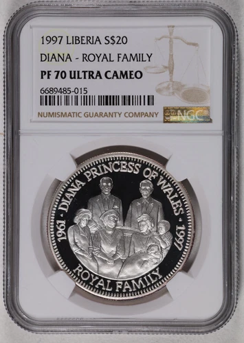 1997 Liberia S$20 Dollars Princess Diana Royal Family Silver NGC PF 70 UC