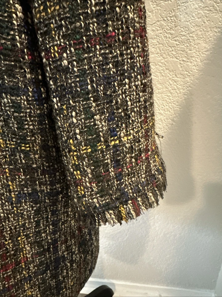 Blazer/abrigo midi de tweed J. McLaughlin con detalles de flecos talla L Foto 4 de 4
