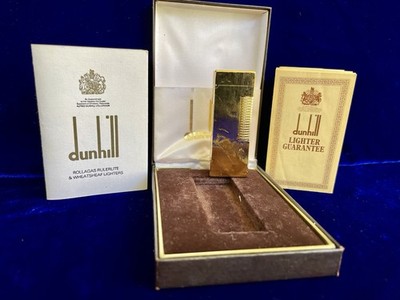 Dunhill Lighter Gold Bark Rollagas Super Mint Condition Works 1 Year Warranty