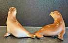 Vintage Japan Sea Lion Seal Figurines Pair w/ Whiskers Brown Mid Century — photo 3