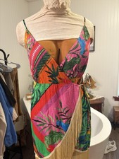 Farm Rio Tropical Fringe Dress Small Summer Cruise 