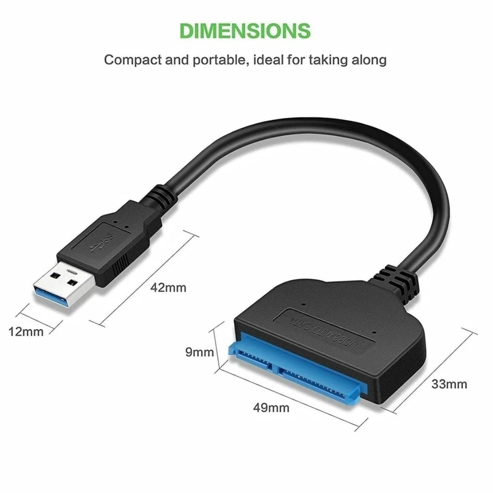 USB 3.0 To SATA 22 Pin 2.5 Inch Hard Disk Drive SSD Adapter Connector Lead Cable - Image 3 of 4