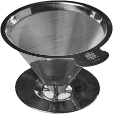 Silver Stainless Steel Reusable Coffee Filter, Pour over Cone Dripper with Fine 